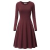 KIRA Women's Long Sleeve Scoop Neck Casual Flared Aline Midi Dress - sukienki - $18.99  ~ 16.31€
