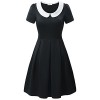 KIRA Women's Vintage Short Sleeve Peter Pan Collar Slim Fit Casual Flare Dress - sukienki - $20.99  ~ 18.03€