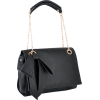KYA Black Glamorous Bow Décor Top Double Chain Handle Satchel Office Tote Handbag Purse Shoulder Bag - Borsette - $27.50  ~ 23.62€