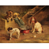 Karl Lindner 1903 1900s puppy painting - 動物 - 