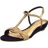 Kate Spade New York Women's Verona Wedge Sandal NAVY SUEDE OLD GOLD METALLIC NAPPA - Sandals - $192.38  ~ £146.21