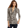 Kenneth Cole Women's Petite Zebra Print Knot Front Top Antique White Combo - Top - $79.50 