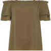 Khaki Frill Sleeve Bardot Top - Shirts - 