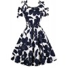 Killreal Women's Casual Summer Floral Midi Swing Vintage Tea Dress with Belt - Dresses - $14.99 