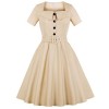 Killreal Women's Casual Summer Short Sleeve Belted Vintage Cocktail Midi Dress - ワンピース・ドレス - $14.99  ~ ¥1,687
