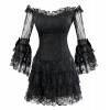 Killreal Women's Off-Shoulder Victorian Gothic Floral Lace Dress with Sleeves - Dresses - $21.99 
