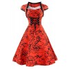 Killreal Women's One-Piece Christmas Party Vintage Floral Print Rockabilly Dress - ワンピース・ドレス - $19.99  ~ ¥2,250