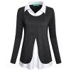 Kimmery Women's Long Sleeve Collared Patchwork 2 in 1 Layered Top Blouse - Camisa - curtas - $28.99  ~ 24.90€