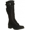 Knee High Black Leather Boot with Pocket - Buty wysokie - 