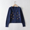 Knit coat flower embroidery loose single-breasted sweater cardigan - Рубашки - короткие - $29.99  ~ 25.76€