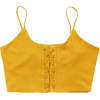 Knitted Lace Up Crop Tank Top - Koszulki bez rękawów - 