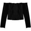 Knitted Ruffled Ribbed Off Shoulder Top  - Majice - kratke - $15.49  ~ 13.30€