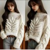 Knitted white tops Couture style - Long sleeves shirts - 