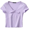 Knot V-Neck Short-Sleeve T-Shirt - Shirts - $19.99  ~ £15.19