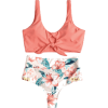 Knotted Floral Scrunch Butt Bikini Set - Kostiumy kąpielowe - 