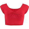 Knotted T-shirt short-sleeved top - Shirts - $15.99 