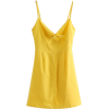 Knotted V-Neck Linen Sling Dress - Kleider - $27.99  ~ 24.04€