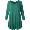 LARACE Women 3/4 Sleeve Tunic Top Loose Fit Flare T-Shirt(1X, Deep Green) - Shirts - $16.99 
