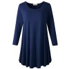 LARACE Women 3/4 Sleeve Tunic Top Loose Fit Flare T-Shirt(1X, Navy Blue) - Shirts - $16.99 