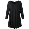 LARACE Women 3/4 Sleeve Tunic Top Loose Fit Flare T-Shirt(2X, Black) - Shirts - $16.99 