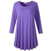 LARACE Women 3/4 Sleeve Tunic Top Loose Fit Flare T-Shirt(2X, Purple) - Camisa - curtas - $16.99  ~ 14.59€