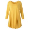 LARACE Women 3/4 Sleeve Tunic Top Loose Fit Flare T-Shirt(3X, Yellow) - Shirts - $16.99 