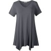 LARACE Women Casual T Shirt V-Neck Tunic Tops for Leggings(2X, Deep Gray) - Shirts - $16.99 