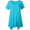 LARACE Women Casual T Shirt V-Neck Tunic Tops for Leggings(3X, Lake Blue) - Shirts - $16.99  ~ £12.91