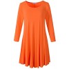 LARACE Women’s 3/4 Sleeve Casual Swing T-Shirt Dresses(S, Orange) - Dresses - $16.99 