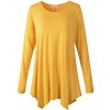 LARACE Womens Long Sleeve Flattering Comfy Tunic Loose Fit Flowy Top (M, Yellow) - Shirts - $16.99 