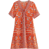 LAURA FERRI Siery Floral Orange Dress - Dresses - 