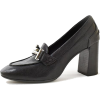 LEATHER BLOCK HEEL PUMPS (Black) - Classic shoes & Pumps - $139.97  ~ £106.38