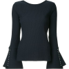 LE CIEL BLEU Pearl Trimming Cuffs blouse - Pullovers - 