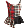 LISA ARFEN plaid patchwork top - 半袖衫/女式衬衫 - 