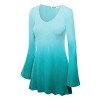 LL Womens Solid/Dip Dye V Neck Long Bell Sleeves Tunic Top Blouse - Made in USA - Koszule - krótkie - $28.50  ~ 24.48€