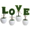 LOVE Decoration White Ceramic Green Hedge Artificial Plant Set / Set of 4 Fake Plant Letters - Plants - $29.99 