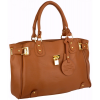 LUCCA Glamour Padlock Designer Inspired Shopper Hobo Tote Bag Purse Satchel Handbag w/Shoulder Strap Brown - Hand bag - $29.99 
