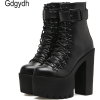 Laced Motorcycle Boots With Buckle - ブーツ - $33.49  ~ ¥3,769