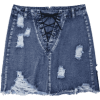 Lace-up Distressed Denim Skirt  - Saias - $21.99  ~ 18.89€