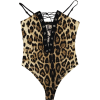 Lace-up V-neck sling leopard-print jumps - 连体衣/工作服 - $19.99  ~ ¥133.94