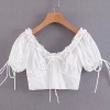 Lace-up umbilical fungus lace top - Shirts - $25.99 