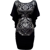 Ladies Black Aztec Pattern Dress Hoop Connected Shoulder - Dresses - $37.00 