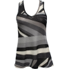 Ladies Black Grey Crisscross Patterned V-Neck Tank Top - Top - $18.00 