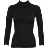 Ladies Black Seamless Long Sleeve Turtleneck Top Diamond Pattern - Long sleeves t-shirts - $12.50 
