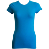 Ladies Blue Plain Sport T-Shirt Round Neck Cap Sleeves, Cotton Spandex - T-shirts - $4.90 