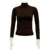 Ladies Brown Seamless Long Sleeve Turtleneck Top - Long sleeves t-shirts - $12.90 