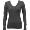 Ladies Charcoal Long Sleeve Thermal Top V-Neck - Long sleeves t-shirts - $8.70 
