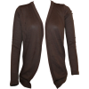 Ladies Dark Brown Long Sleeve Cardigan with Side Pockets - Cardigan - $16.65 
