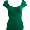 Ladies Green Seamless Ribbed Diamond Patterned Cap Sleeve Top Wide V-Neck - トップス - $8.90  ~ ¥1,002