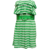 Ladies Green White Striped Shingled Tube Dress with Belt - Dresses - $12.50 